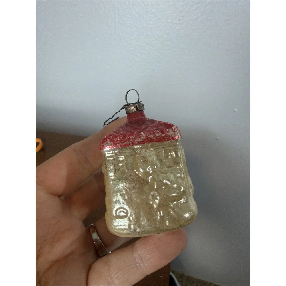 Antique Germany Mercury Glass Christmas Figural Ornament Cottage House